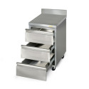 Meuble inox 3 tiroirs 500 x 700 mm adossée sur roulettes / GOLDINOX