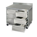 Meuble inox 6 tiroirs 1000 x 700 mm adossée sur roulettes / GOLDINOX
