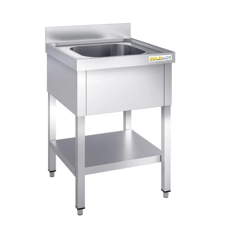 Plonge inox 600x600 avec 1 bac PREMIUM - GOLDINOX