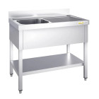 Plonge inox 1 bac - 1400 x 600 mm égouttoir droite PREMIUM / GOLDINOX 