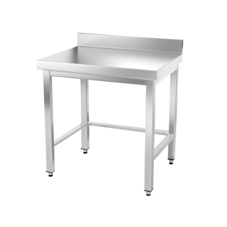 Table inox 800 x 800 mm adossée avec renfort / GOLDINOX