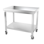 Table inox 1000 x 800 mm avec renfort sur roulettes / GOLDINOX