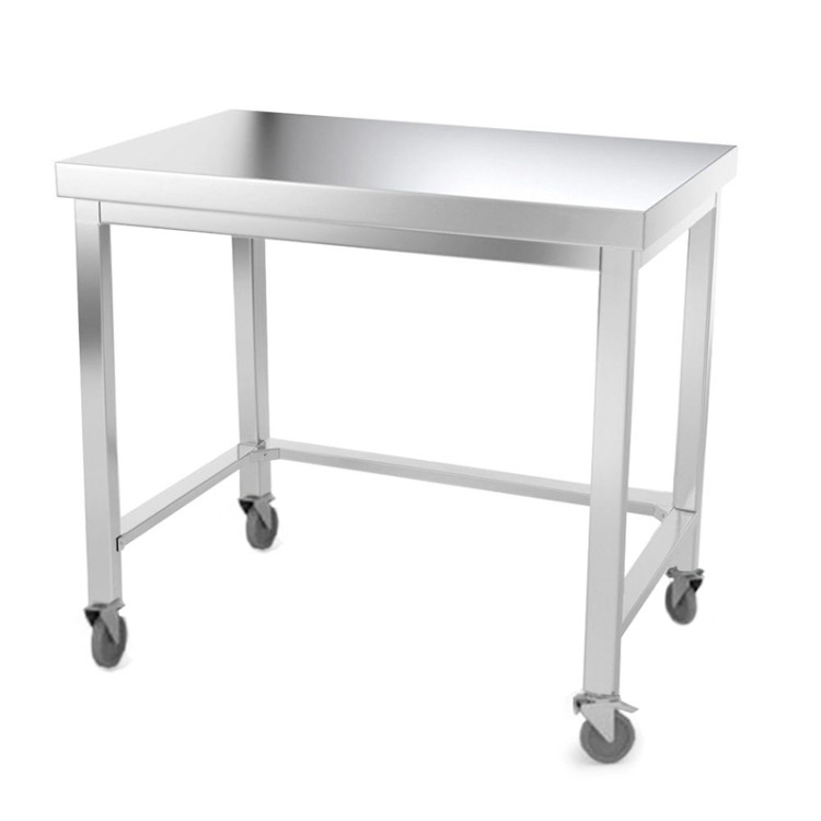 Table inox 1200 x 800 mm avec renfort sur roulettes / GOLDINOX