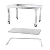 Table inox 1400 x 800 mm avec renfort sur roulettes / GOLDINOX