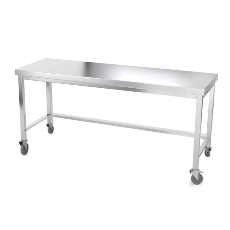 Table inox 1800 x 800 mm avec renfort sur roulettes / GOLDINOX