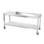 Table inox 1800 x 800 mm avec renfort sur roulettes / GOLDINOX