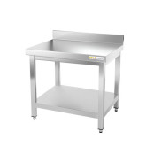 Table inox soubassement 800 x 800 mm adossée / GOLDINOX 