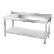 Table inox soubassement 1400 x 800 mm adossée / GOLDINOX 