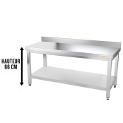 Table inox soubassement 1500 x 800 mm adossée / GOLDINOX 