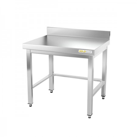 Table inox soubassement 800 x 800 mm adossée avec renfort / GOLDINOX 
