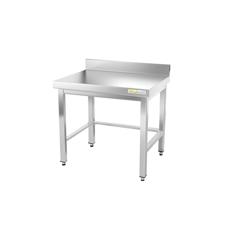 Table inox soubassement 800 x 800 mm adossée avec renfort / GOLDINOX 