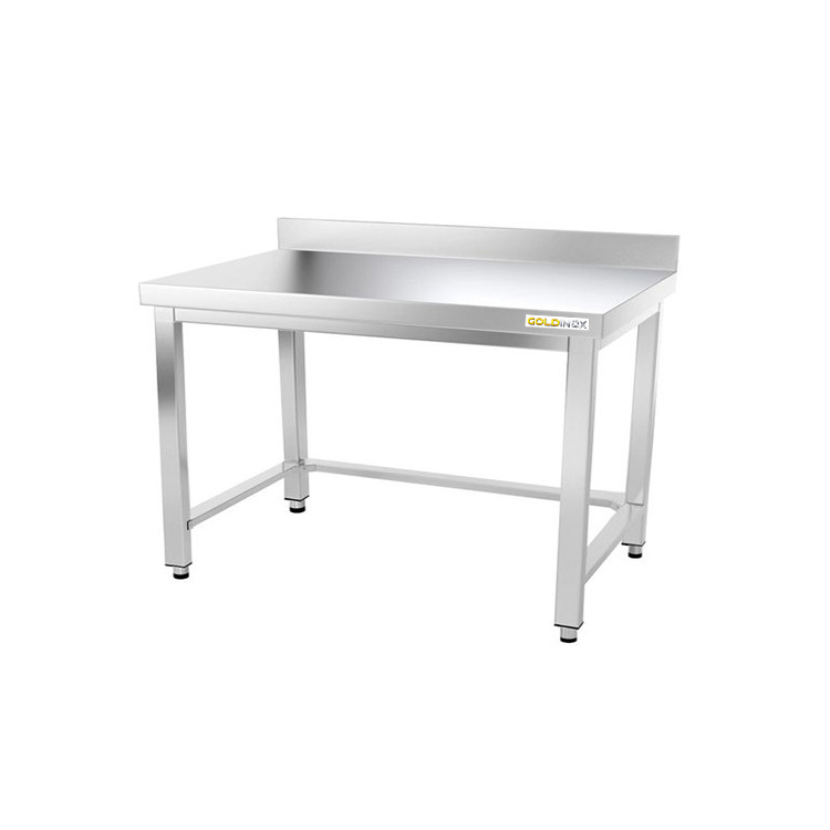 Table inox soubassement 1200 x 800 mm adossée avec renfort / GOLDINOX 
