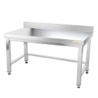 Table inox soubassement 1400 x 800 mm adossée avec renfort / GOLDINOX 