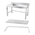 Table inox soubassement 1500 x 800 mm adossée avec renfort / GOLDINOX 