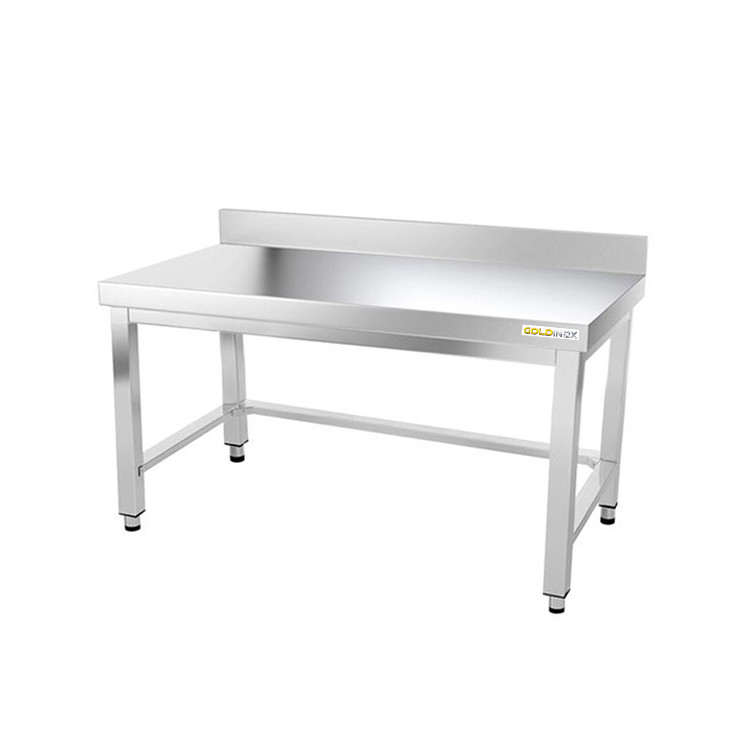 Table inox soubassement 1600 x 800 mm adossée avec renfort / GOLDINOX 