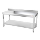 Table inox soubassement 1600 x 800 mm adossée avec renfort / GOLDINOX 
