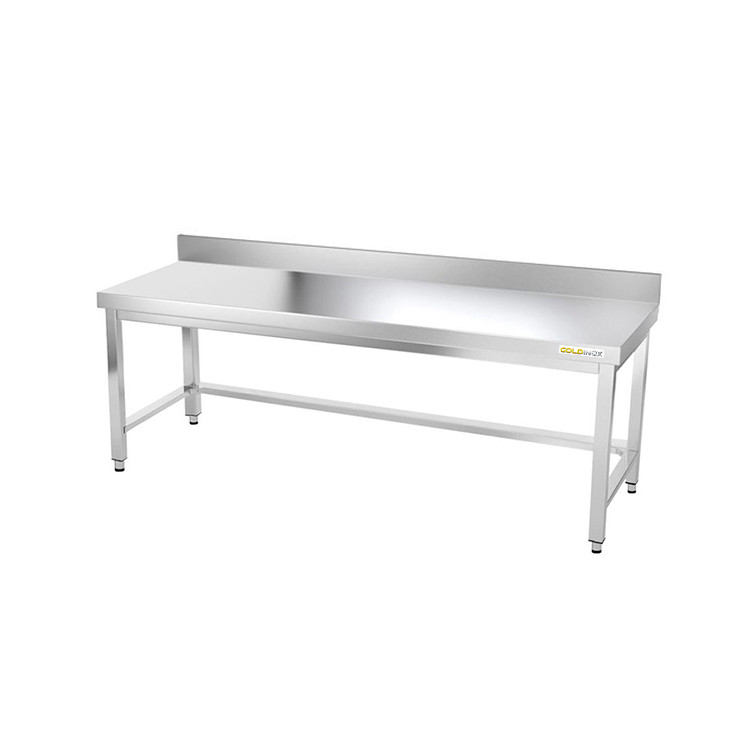 Table inox soubassement 1800 x 800 mm adossée avec renfort / GOLDINOX 