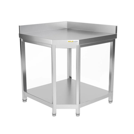 Table inox d'angle 1000 x 600 mm adossée / GOLDINOX