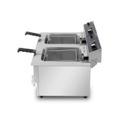 Friteuse électrique à poser professionnelle 16 + 16 Litres avec robinet de vidange (400V) IDEAL - GOLDINOX