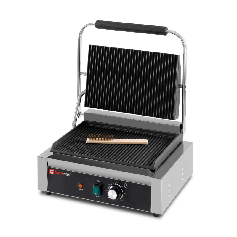 Grill à Panini Professionnel Combisteel - Plaque Rainurée - Dimensions 320x410x190 Mm - Puissance 1,8 KW - 230V