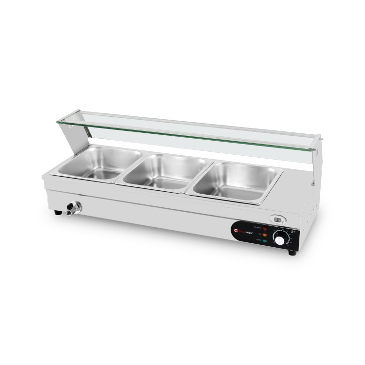 Bain marie professionnel avec robinet de vidange (3x GN1/2) PREMIUM - GOLDINOX