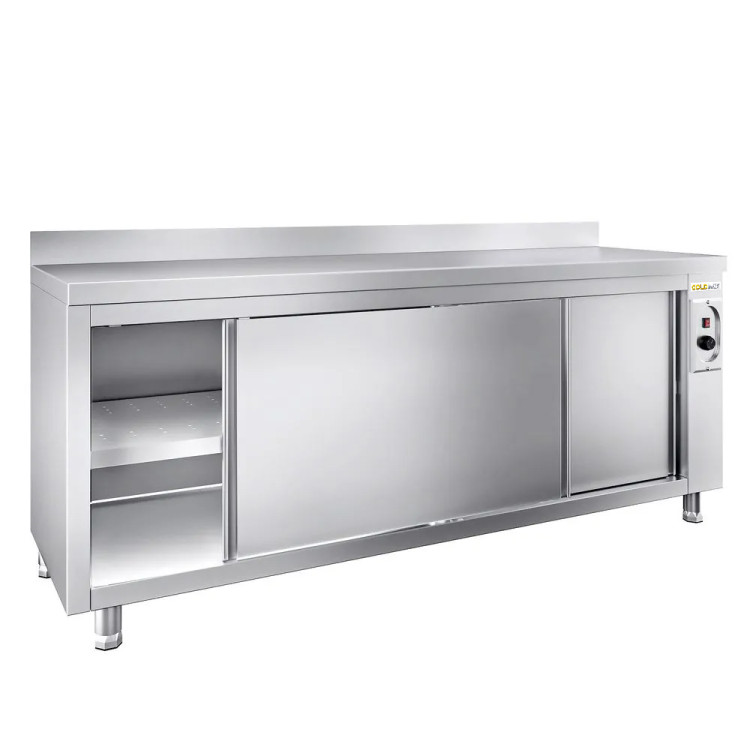 Meuble bas inox chauffant 2000 x 700 mm adossée PREMIUM / GOLDINOX