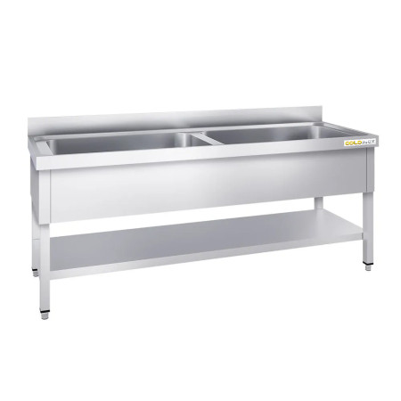 Plonge inox grande cuve 1600x600mm avec 2 bacs PREMIUM - GOLDINOX