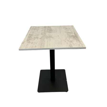 Table complète 60x60 cm Blanc Antique avec pied de table noir / GOLDINOX