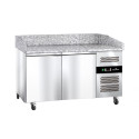 Meuble à pizza réfrigéré Tropicalisée avec granit 2 portes PREMIUM - GOLDINOX