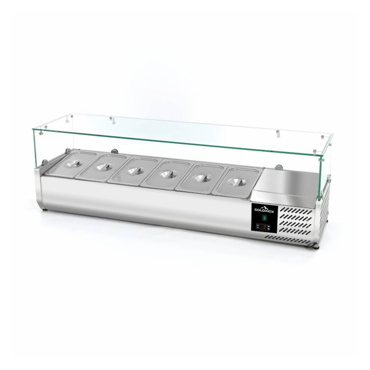 Vitrine à ingrédients réfrigérée 1400x395mm (6x GN1/3) PREMIUM - GOLDINOX