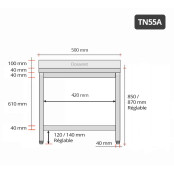 Table inox 500 x 500 mm adossée / GOLDINOX