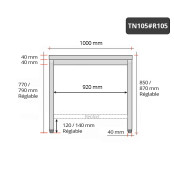 Table inox 1000 x 500 mm avec renfort / GOLDINOX