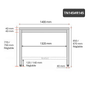 Table inox 1400 x 500 mm avec renfort / GOLDINOX