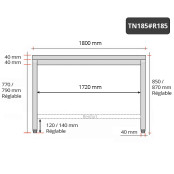 Table inox 1800 x 500 mm avec renfort / GOLDINOX