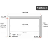 Table inox 2000 x 500 mm avec renfort / GOLDINOX