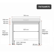 Table inox 700 x 500 mm adossée avec renfort / GOLDINOX