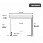 Table inox 800 x 500 mm adossée avec renfort / GOLDINOX