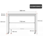 Table inox 1800 x 500 mm avec renfort sur roulettes / GOLDINOX