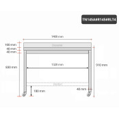 Table inox 1400 x 500 mm adossée avec renfort sur roulettes / GOLDINOX