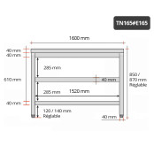 Table inox 1600 x 500 mm avec 2 étagères / GOLDINOX