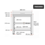 Table inox 600 x 500 mm adossée avec 2 étagères / GOLDINOX