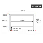 Table inox soubassement 1400 x 500 mm / GOLDINOX