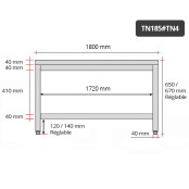 Table inox soubassement 1800 x 500 mm / GOLDINOX