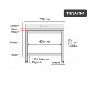 Table inox soubassement 700 x 500 mm adossée / GOLDINOX