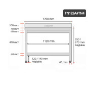 Table inox soubassement 1200 x 500 mm adossée / GOLDINOX