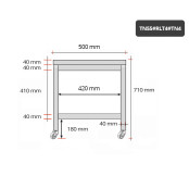 Table inox soubassement 500 x 500 mm sur roulettes / GOLDINOX 