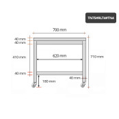 Table inox soubassement 700 x 500 mm sur roulettes / GOLDINOX 