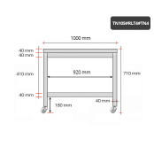 Table inox soubassement 1000 x 500 mm sur roulettes / GOLDINOX 