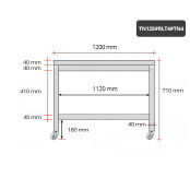 Table inox soubassement 1200 x 500 mm sur roulettes / GOLDINOX 