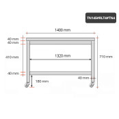 Table inox soubassement 1400 x 500 mm sur roulettes / GOLDINOX 